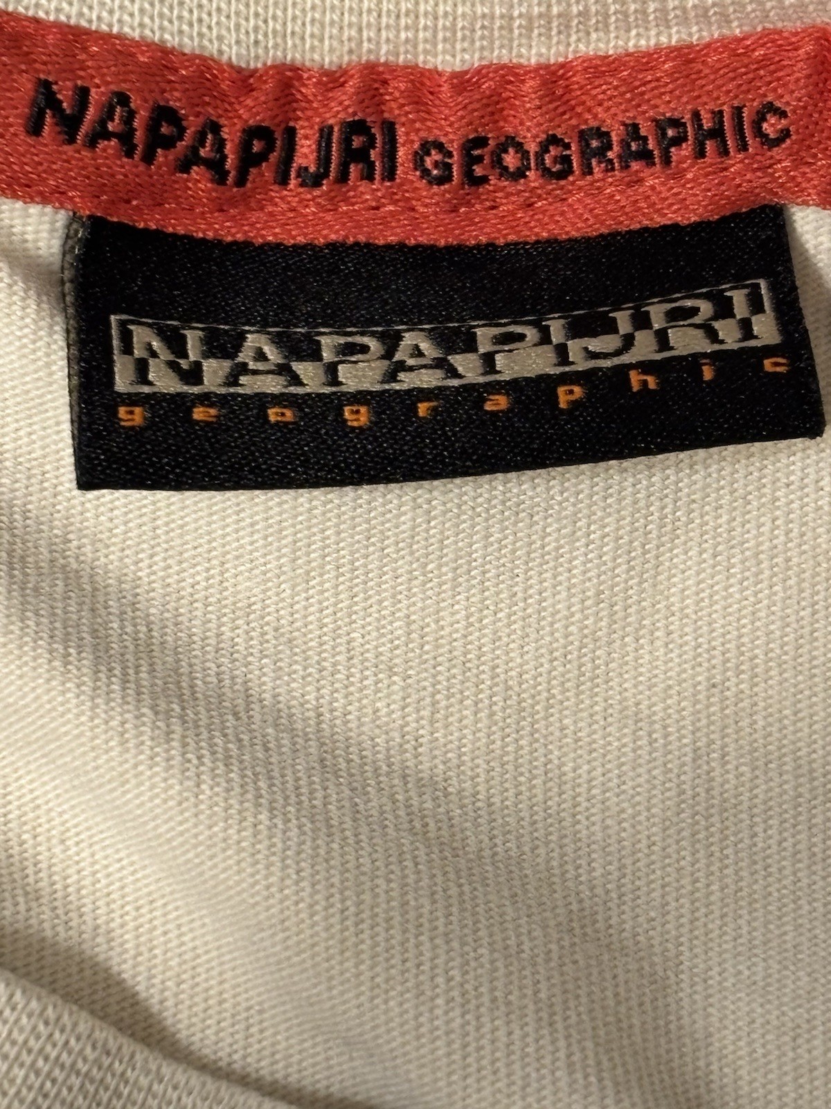 Napapijri Geographic Men Large Tan Beige Zipper Pocket 100% Cotton T-Shirt gallery