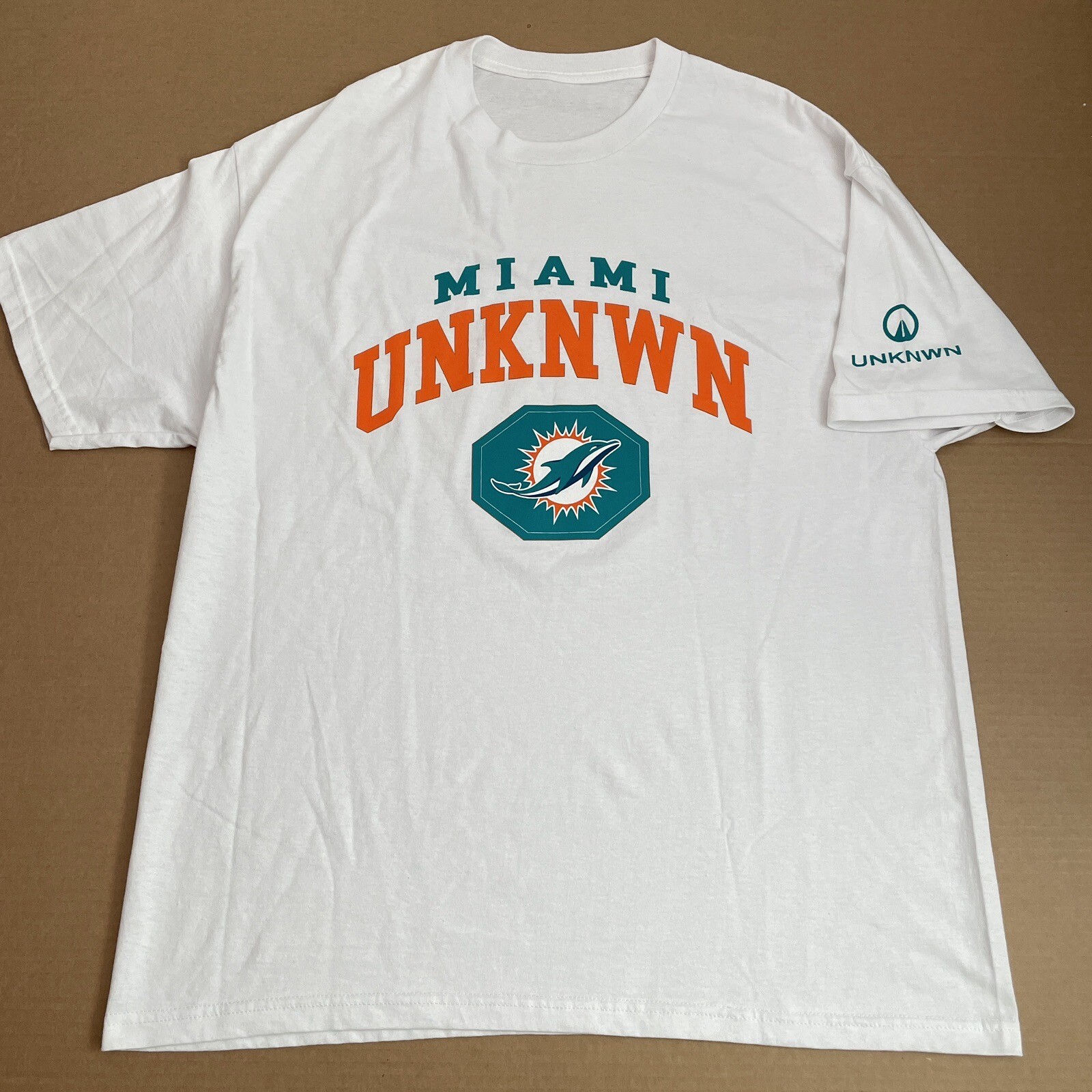 UNKNWN Shirt Adult Extra Large White Teal LeBron Miami Basketball Mens Spellout gallery