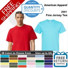 American Apparel Men Fine Jersey Tee Shirt Combed Ringspun Cotton Up To 4XL 2001