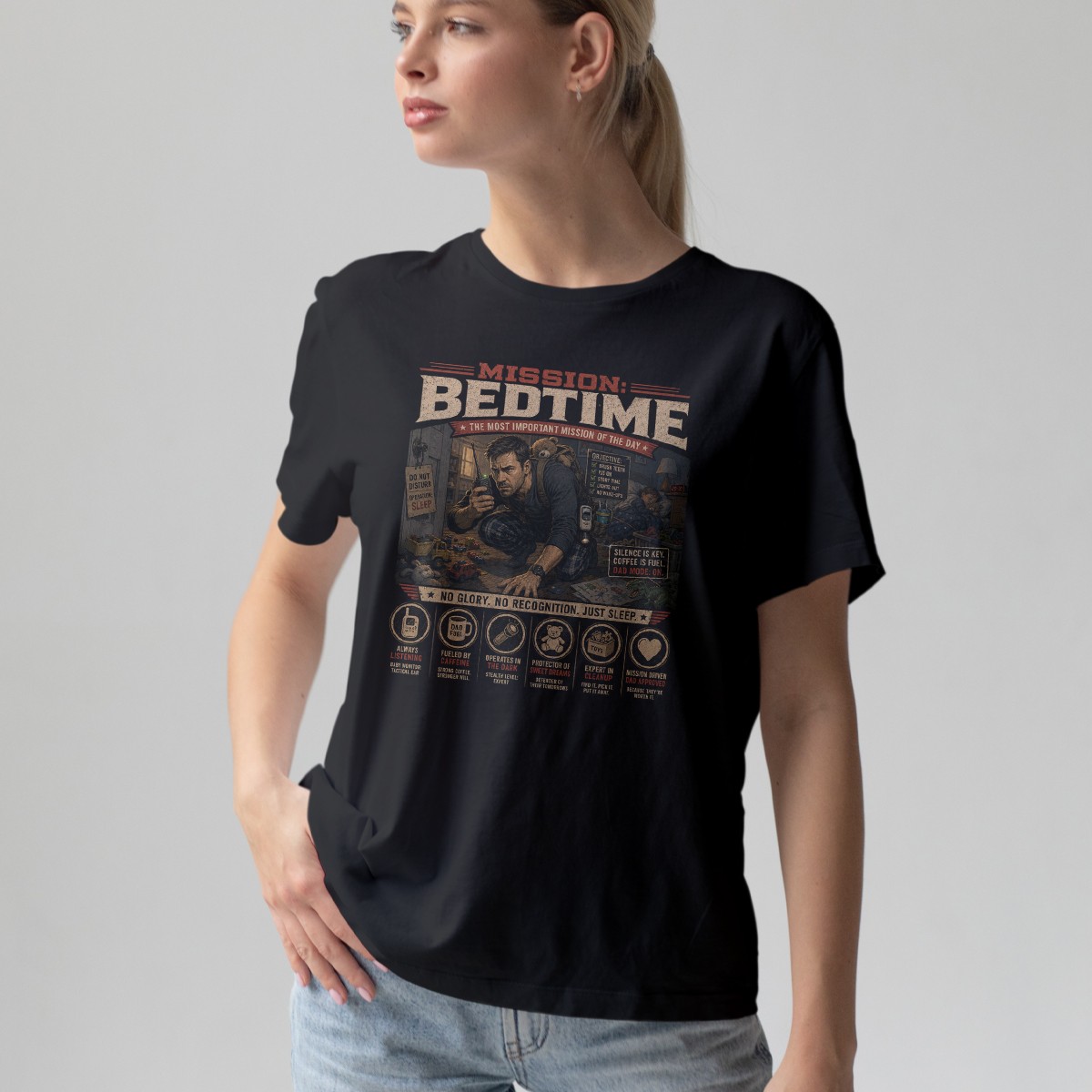 Mission Bedtime The Most Important Mens T-Shirt Funny Fatherhood Fathers Day gallery