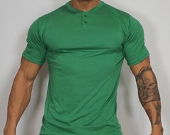 NEW MEN’S 2 BUTTON GREEN T-SHIRT