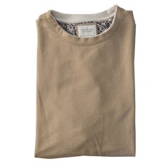 Crew Neck Waffle Textured Patterned Soft Cotton Blend Tee Inner Collar Lining L
