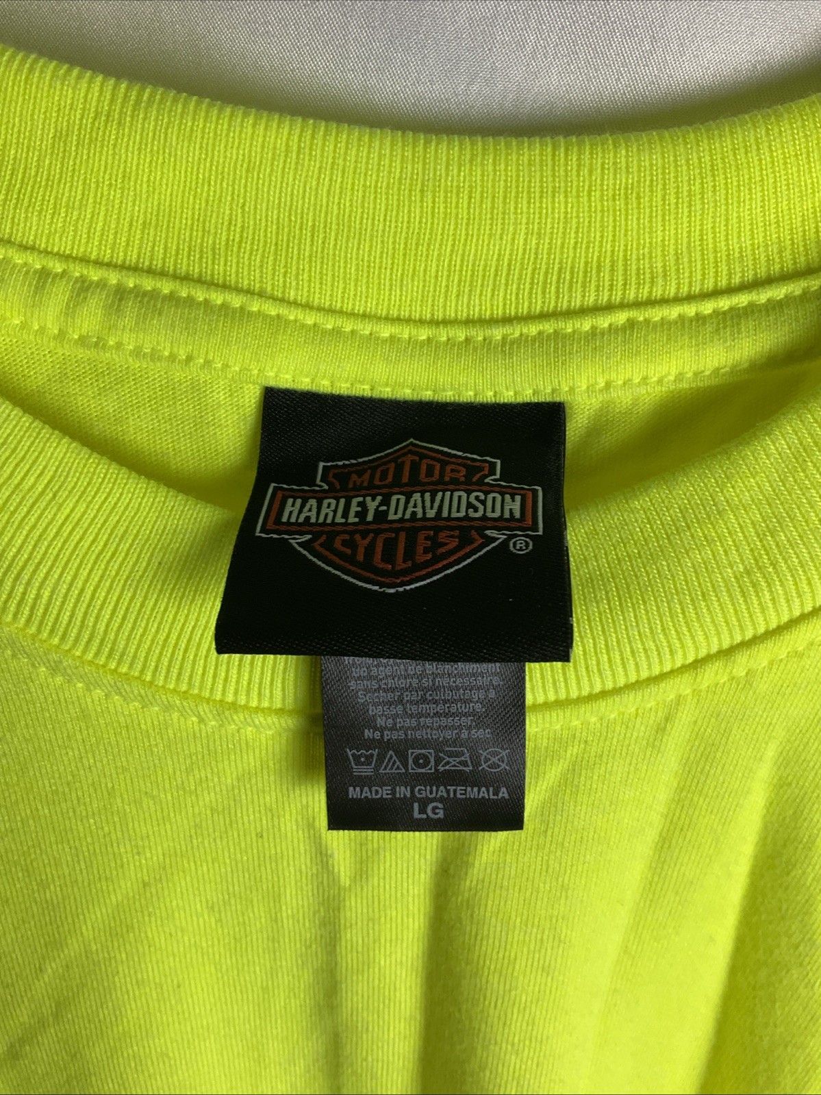 Harley Davidson Men’s Size Large Safety Yellow Short Sleeve T-Shirt Riding Hrg gallery