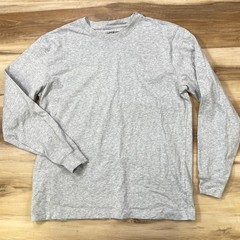 Lands’ End Super-T Shirt Men Medium Tall Minimalist 100% Cotton Gray Long Sleeve