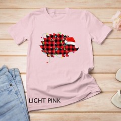 Funny Hedgehog Christmas Tree Red Plaid Xmas Animals Lover Unisex T-shirt