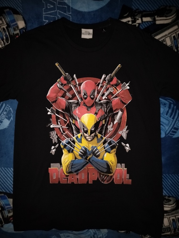 Marvel Studios Deadpool & Wolverine Men’s Black Graphic Crew Neck T-Shirt L
