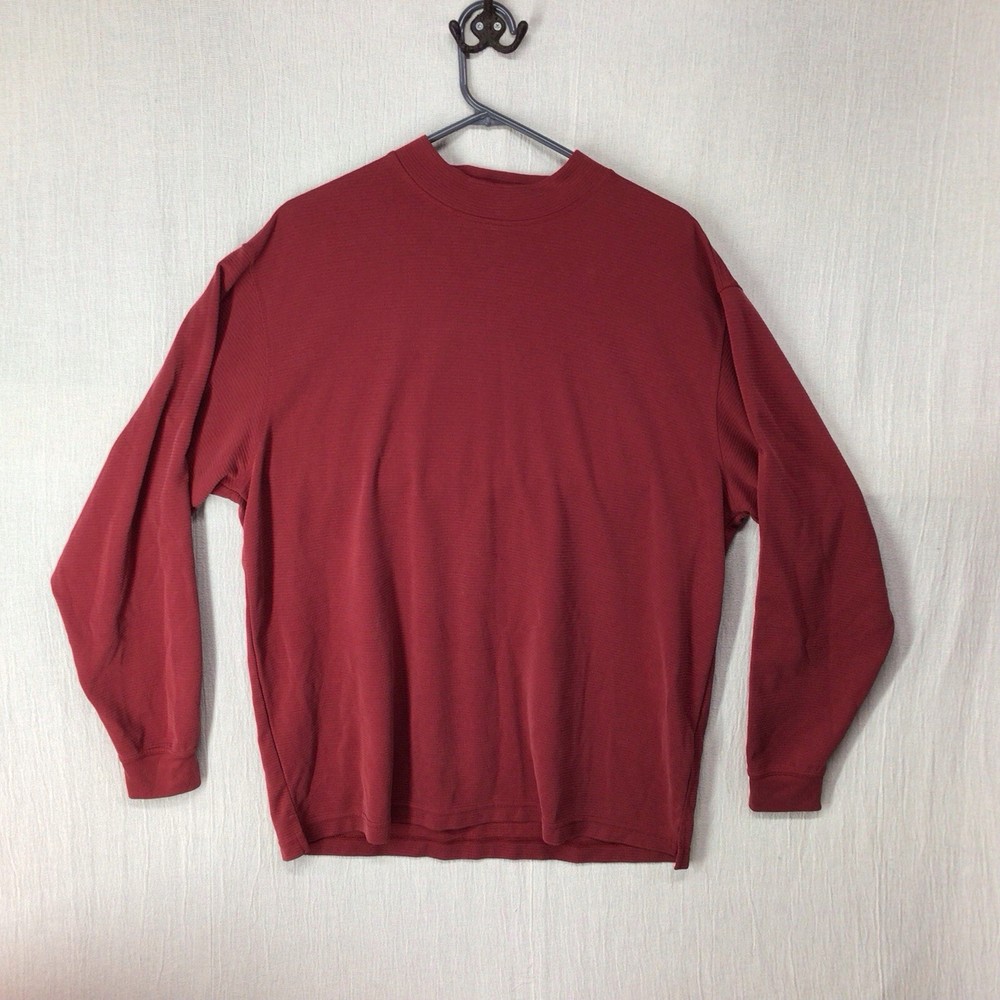 Bugatchi Uomo Men’s Large Long Sleeve Pullover Red Knit Base Layer Thermal