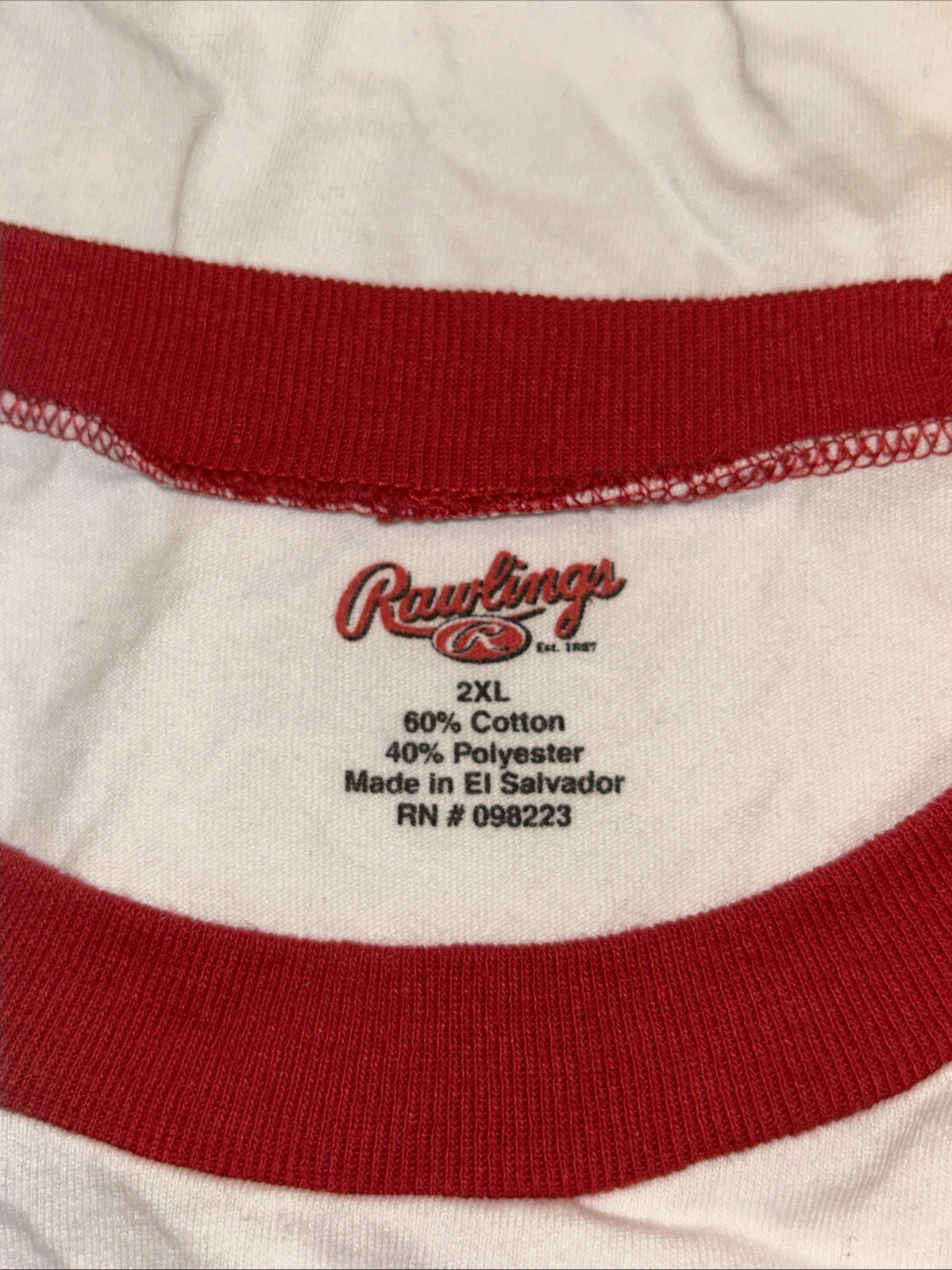 Rawlings 2XL White & Red Baseball Active Shirt gallery