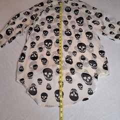 Fun & Flirt Sheer Skeleton Shirt Blouse Sz. Large Halloween Skulls New with tags