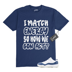 11 Diffused Blue Midnight Navy Football Grey White T Shirt Match MATCH Jordan
