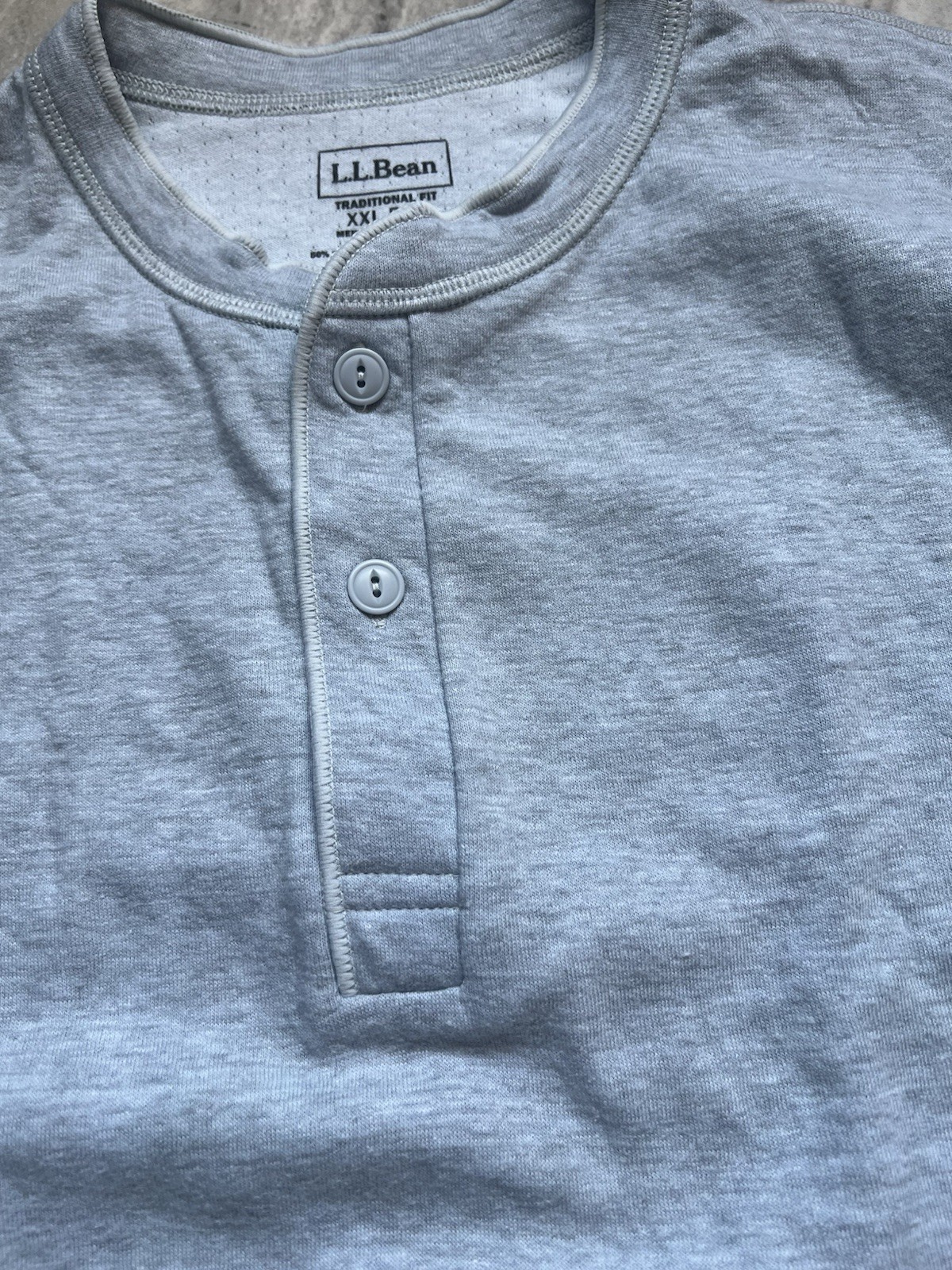 LL Bean Men's Two-Layer River Driver Henley Shirt Gray Wool/Cotton/Nylon 2XL Reg gallery