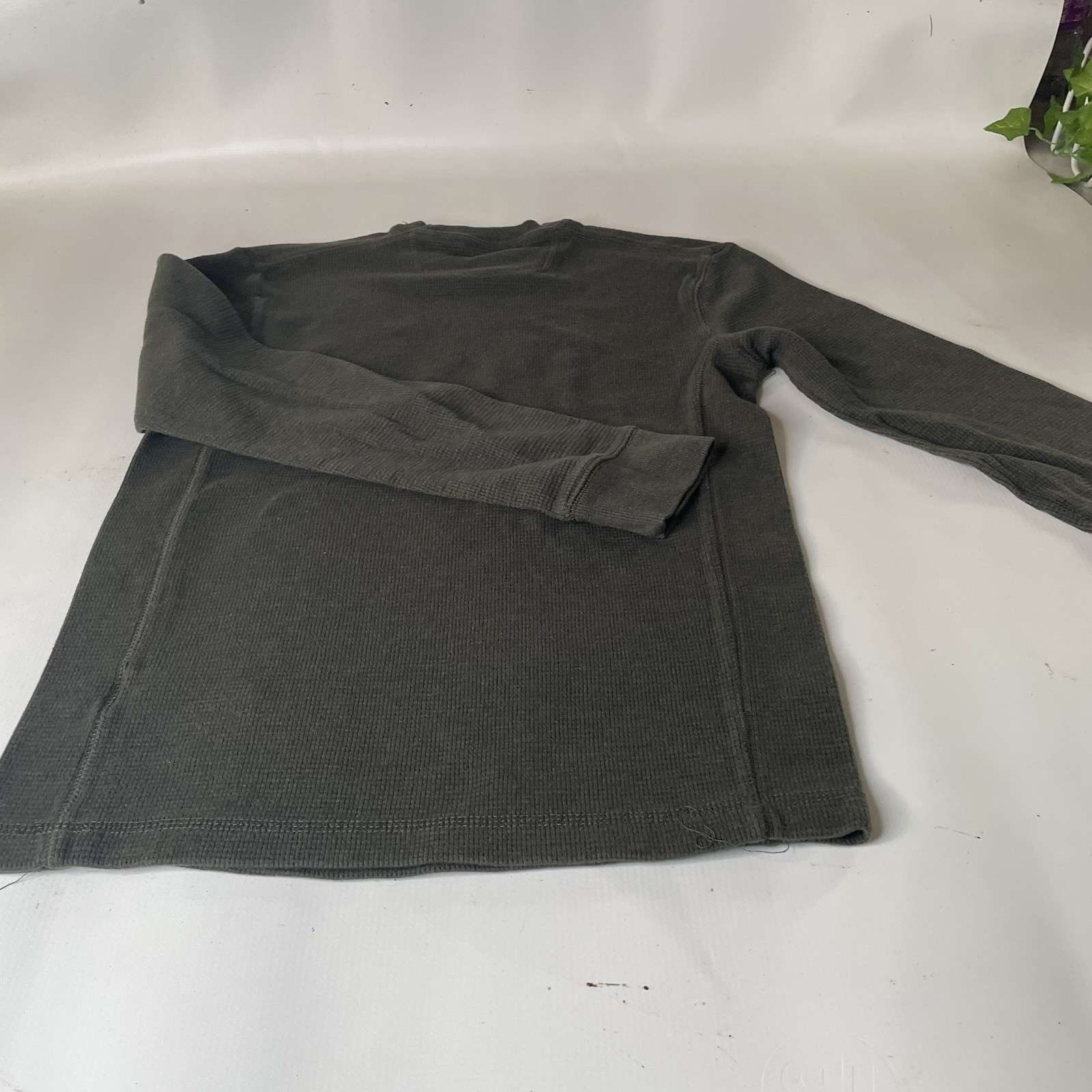 Eddie Bauer Mens Olive Green Waffle Knit Thermal Long Sleeve Shirt Size S gallery