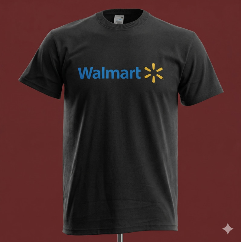 Walmart Logo T-Shirt Black Cotton Short Sleeve Men’s Women’s Casual Tee All Size