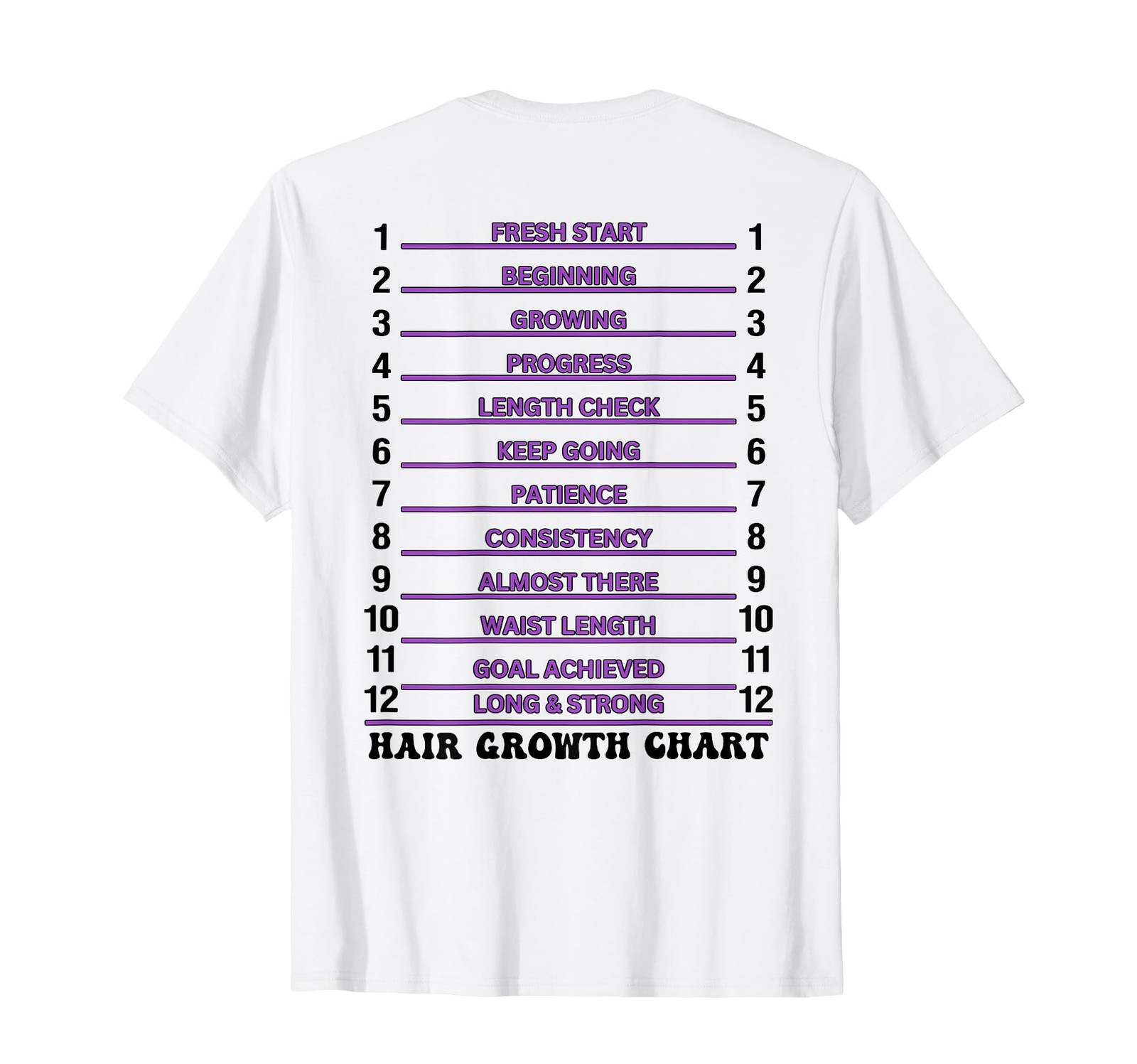 Retro Groovy Hair Growth Chart Hair Length Check (On Back) T-Shirt