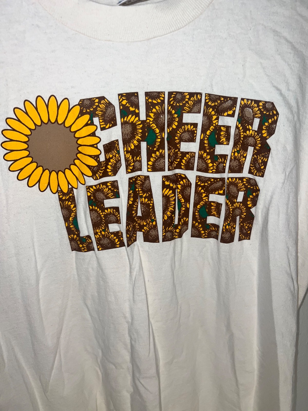 Vintage 90s Single Stitch Cheer Leader Sunflower Graphic Tee Large USA Made gallery