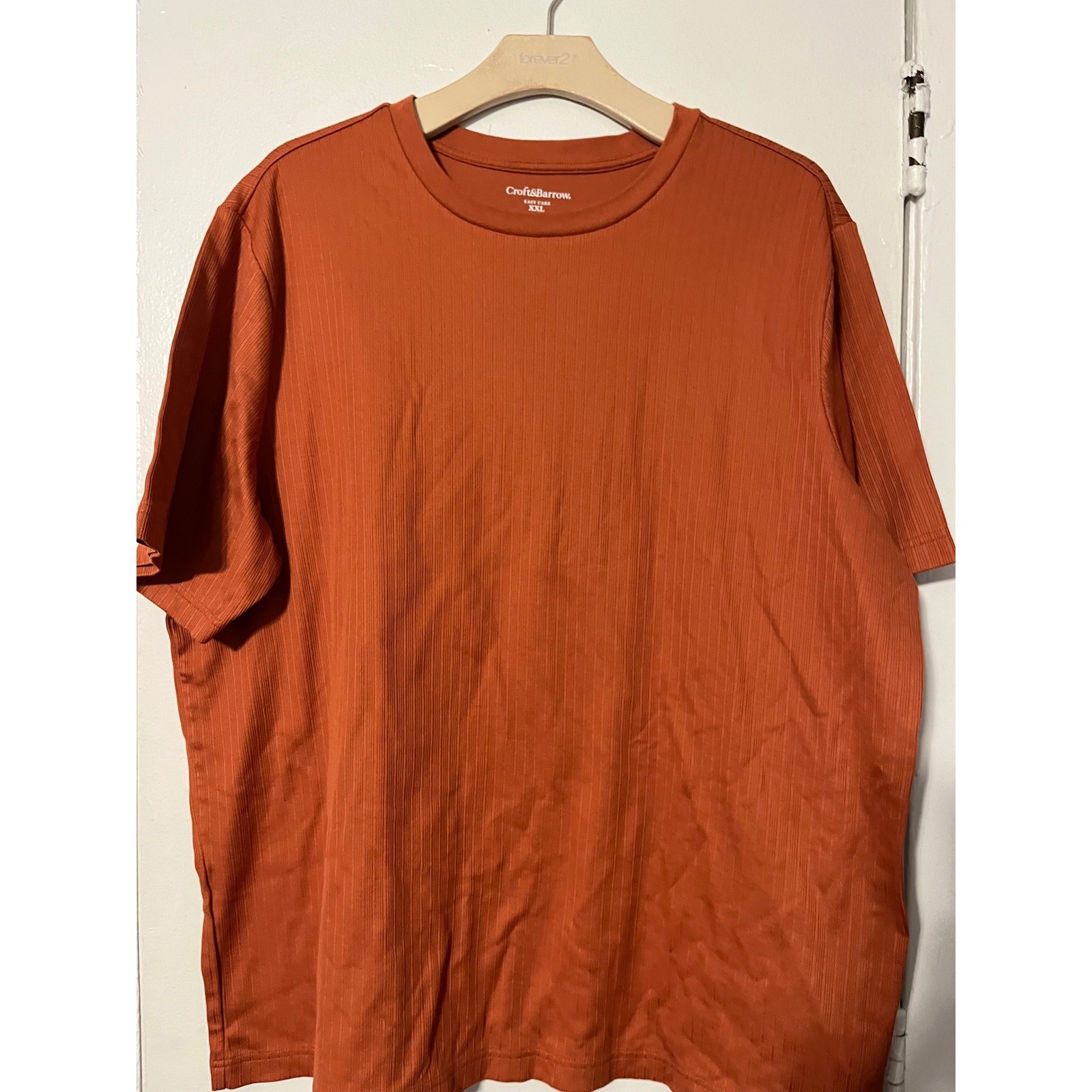 Croft & Barrow Mens XXL Burnt Orange Ribbed Short Sleeve Easy Care Tee RN73277 gallery
