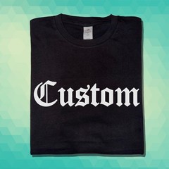 Custom Old English Text Tee – Your Text or Last Name Printed Vintage Faded Shirt