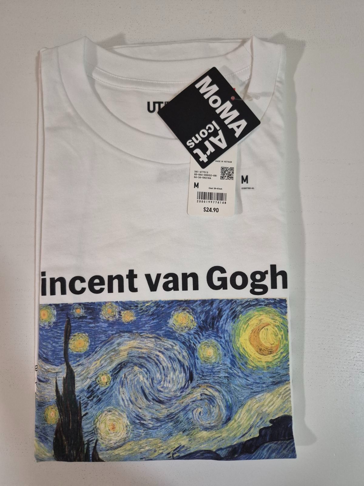 UNIQLO UT MOMA Vincent Van Gogh Starry Starry Night White Unisex T-Shirt