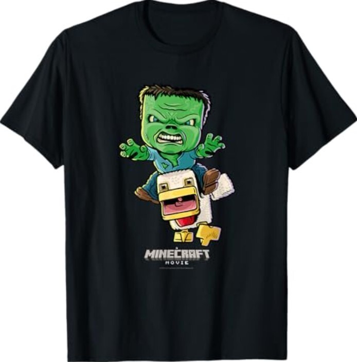 A Minecraft Movie Chicken Jockey Baby Zombie Animated T-Shirt gallery