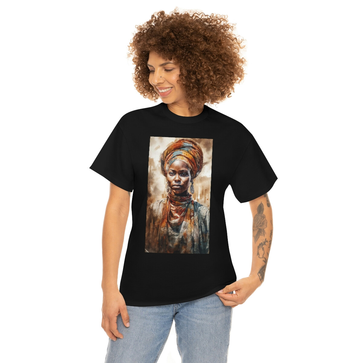 Bold Black Woman: AI Art Unisex Heavy Cotton Tee 06 gallery