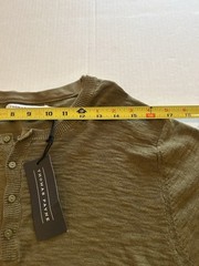 NWT Thomas Payne Mens Sz Medium Henley Sweater Shirt Olive Green 100% Cotton