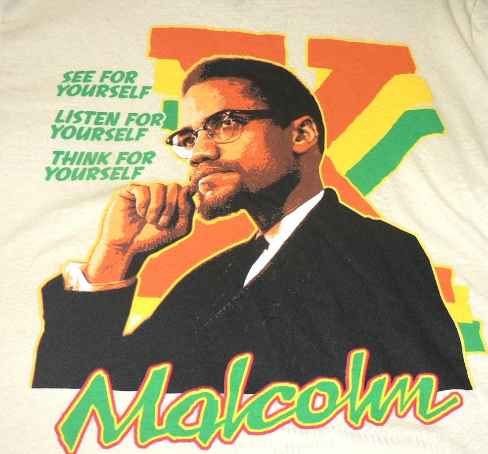 Malcolm X Men’s Graphic Print Short Sleeve Cotton Blend Crew T-Shirt Tan Small