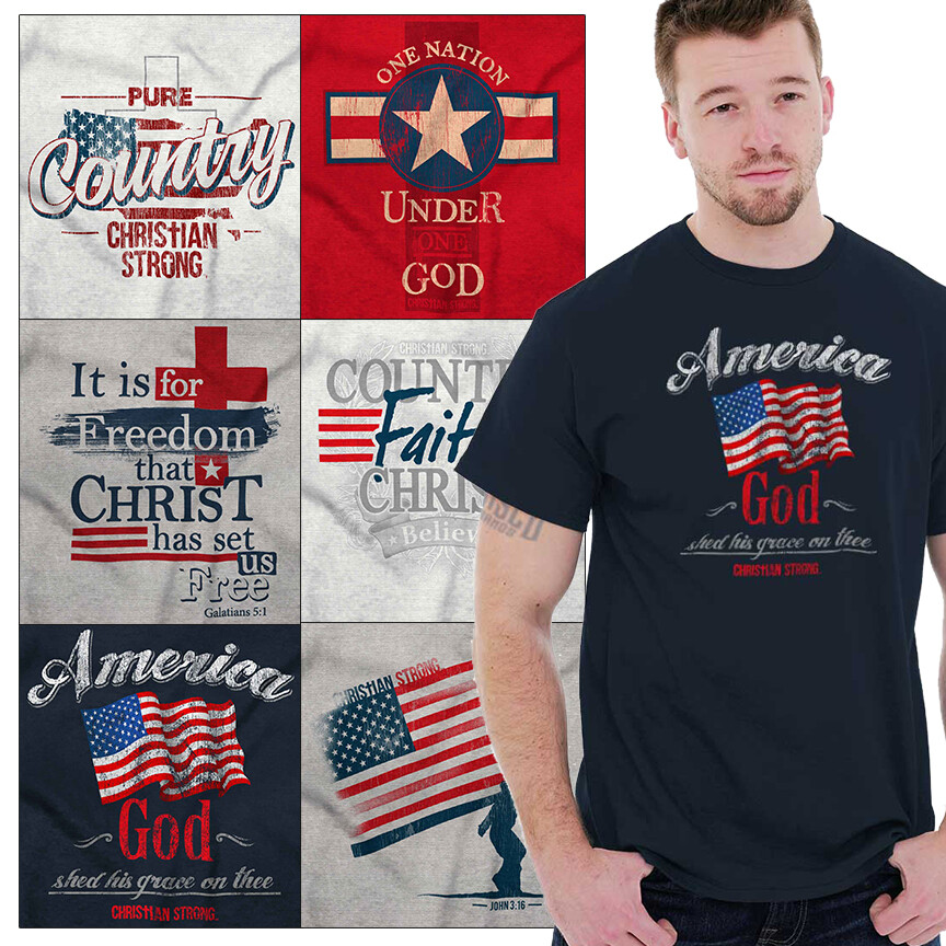 Country Faith Christian Jesus Religious Gift Adult Short Sleeve Crewneck Tee