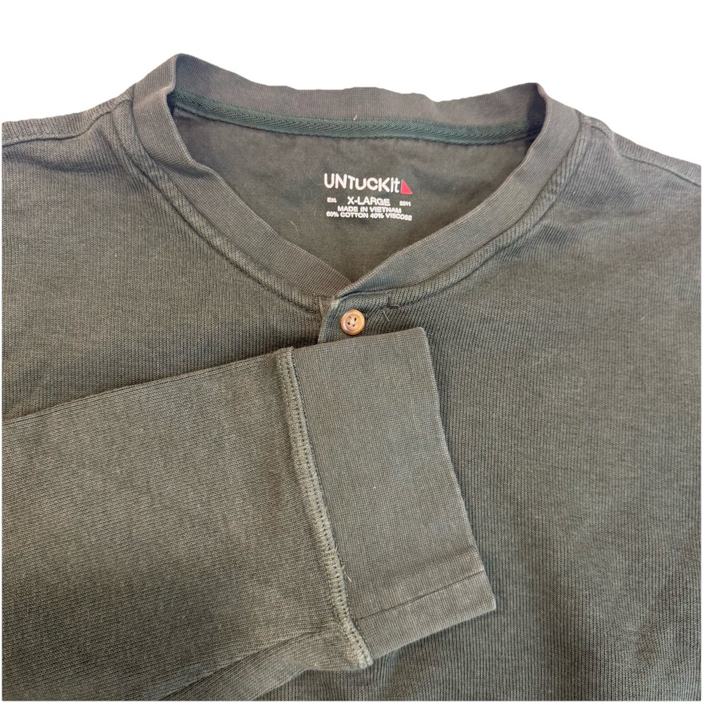 Untuckit Veneroso Pullover Henley Shirt Mens XL Green Long Sleeve Y2K Outdoors
