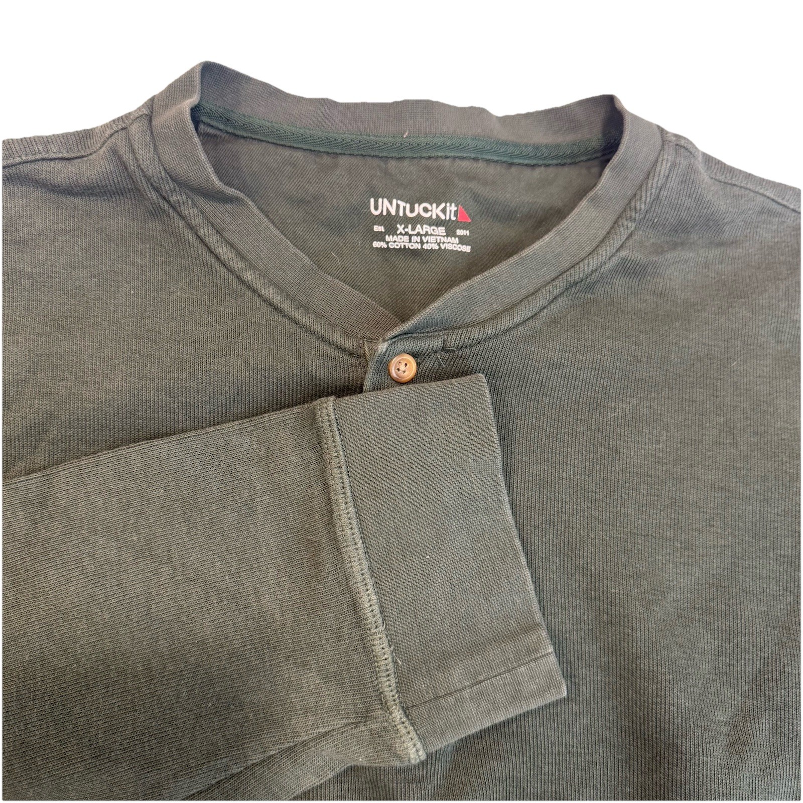 Untuckit Veneroso Pullover Henley Shirt Mens XL Green Long Sleeve Y2K Outdoors