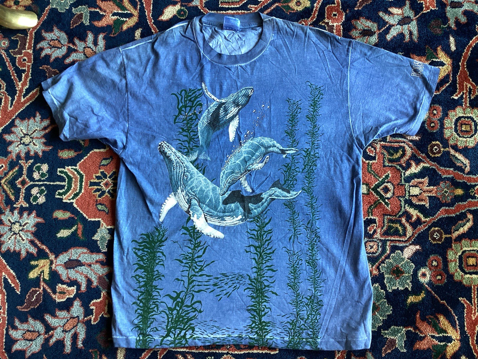 Vintage 1990s Whale Animal Nature Die T Shirt Double Sided Art Hippy Hawaii gallery