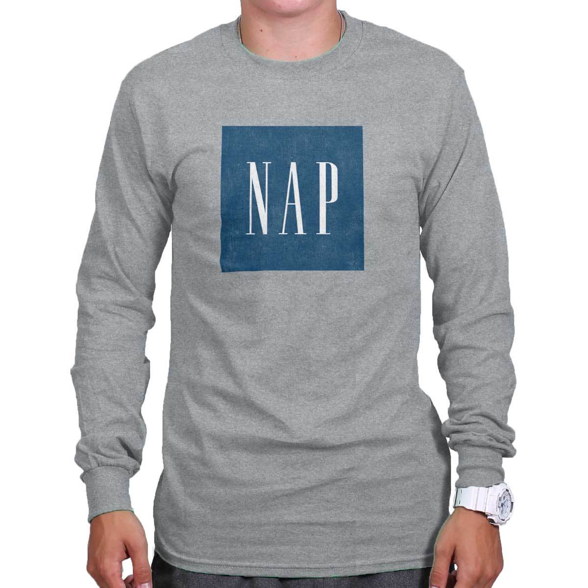 Nap Gap Cute Confident Funny Gym Workout Long Sleeve Tshirt for Men or Women gallery