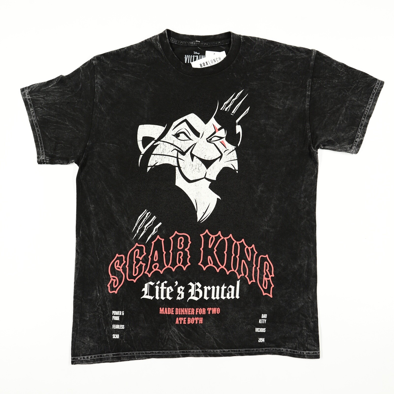 Scar Lion King Disney Villains Life’s Brutal Mineral Wash T-Shirt Adult Sz M NWT