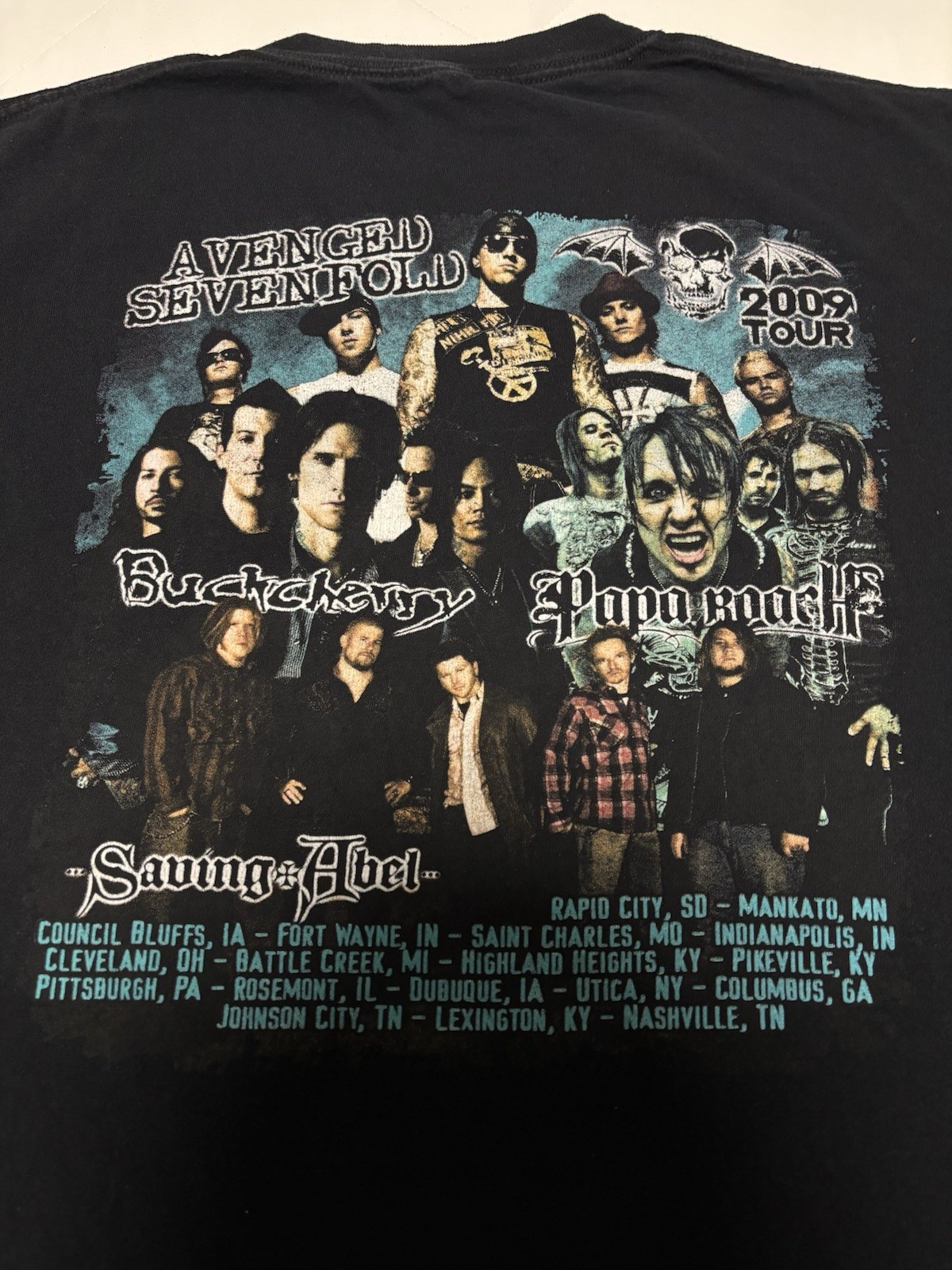 2009 Avenged Sevenfold Band Tour Promo T-Shirt Size XL A7X Buckcherry Papa Roach gallery