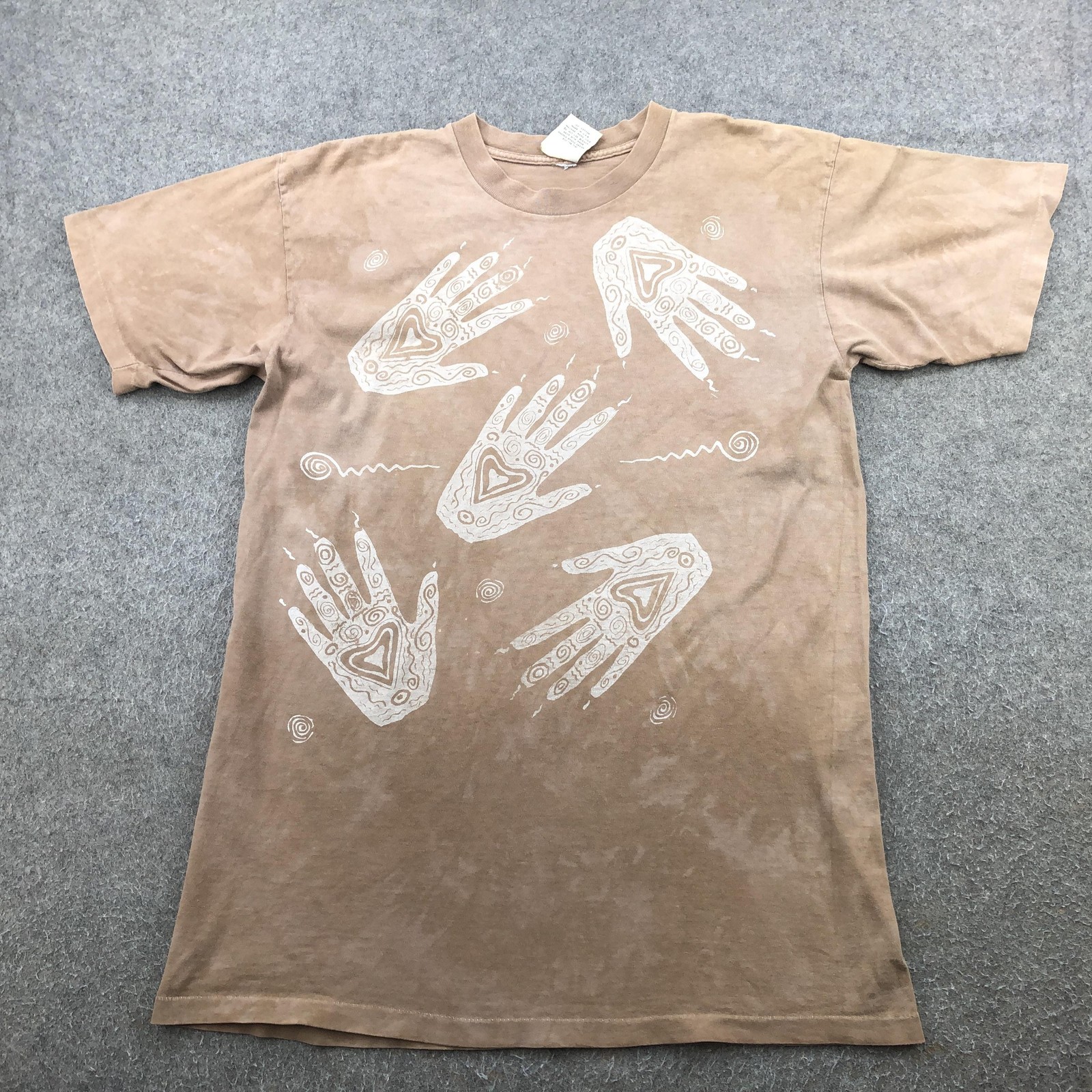 Vintage Primitives By Andrea Bragg Shirt Mens Large Beige Handprint Tribal Tee gallery