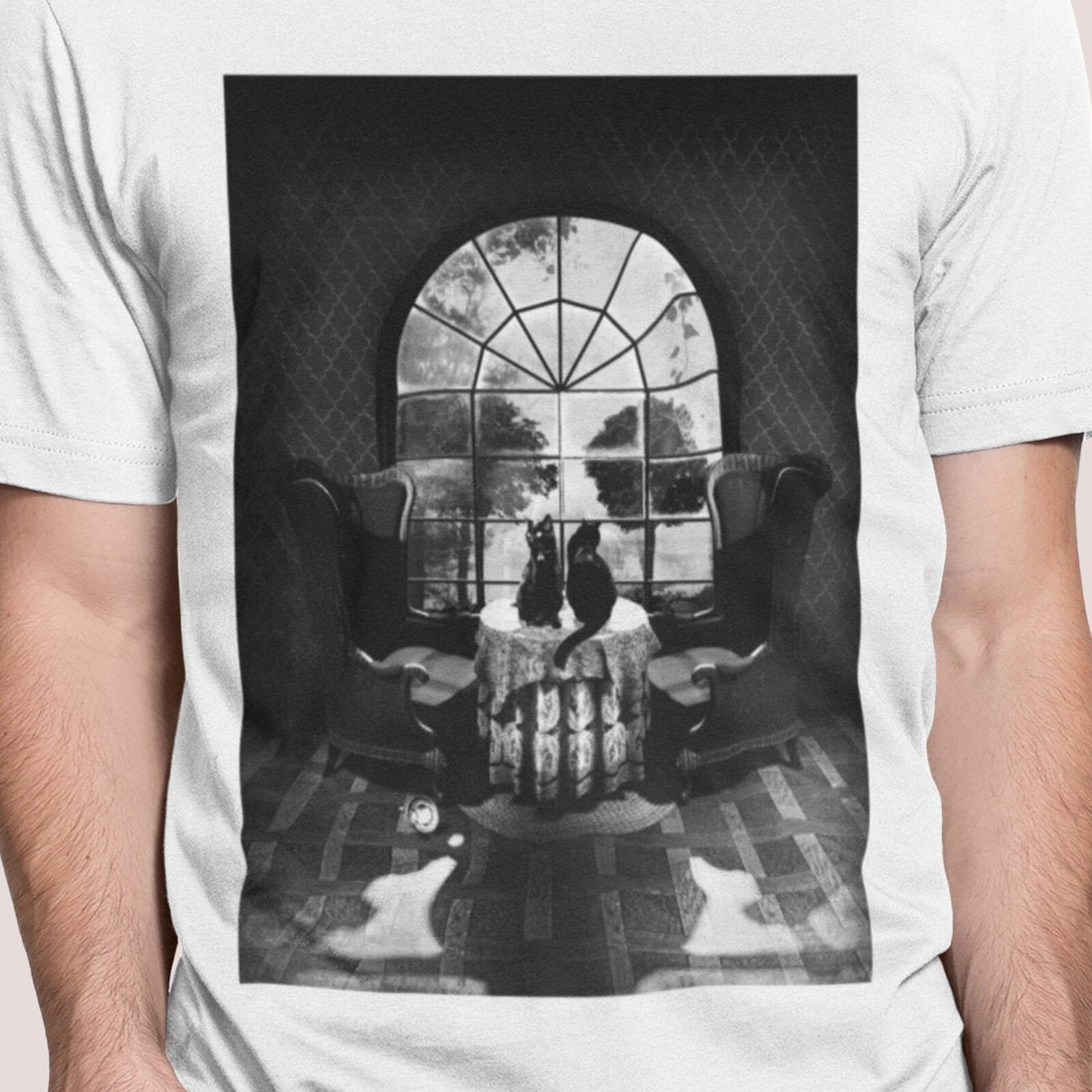 #26 Skull Mens T-shirt, Black And White Mens T shirt, Gothic Skull Gift For Him, gallery