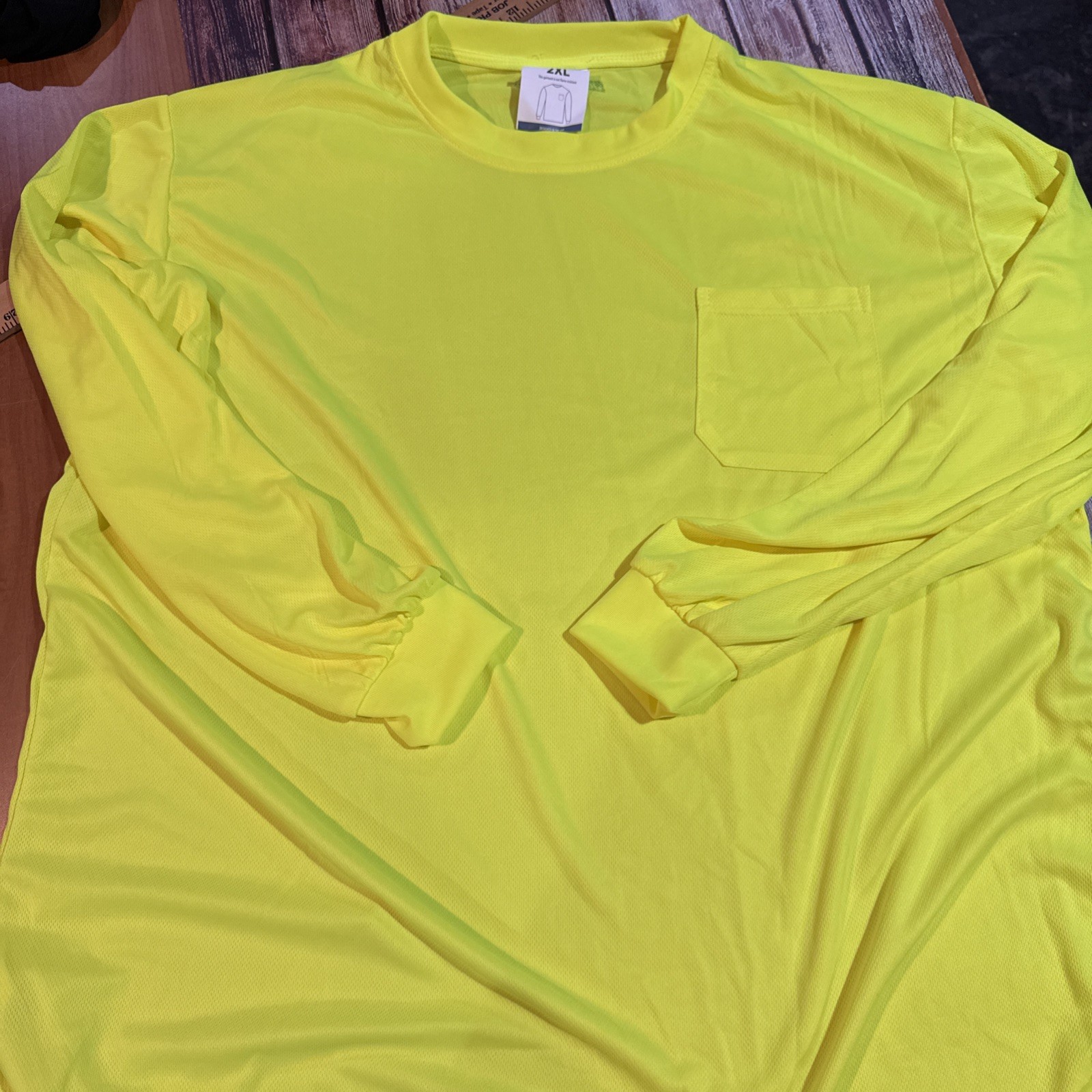 Hi Vis YELLOW Safety T Shirt XXL Fast Drying Long Sleeve JORESTECH