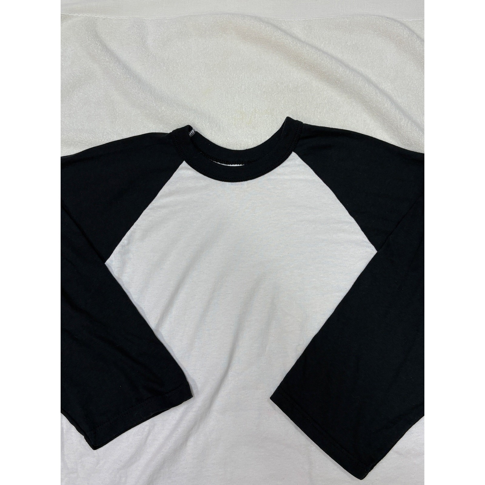 Vintage Russell Baseball T Shirt Mens 2XL White Raglan 3/4 Sleeve USA 90s *READ* gallery