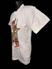 Vintage Hand Painted Bima Vs. Snake Javanese Mythology White T-Shirt Size Small