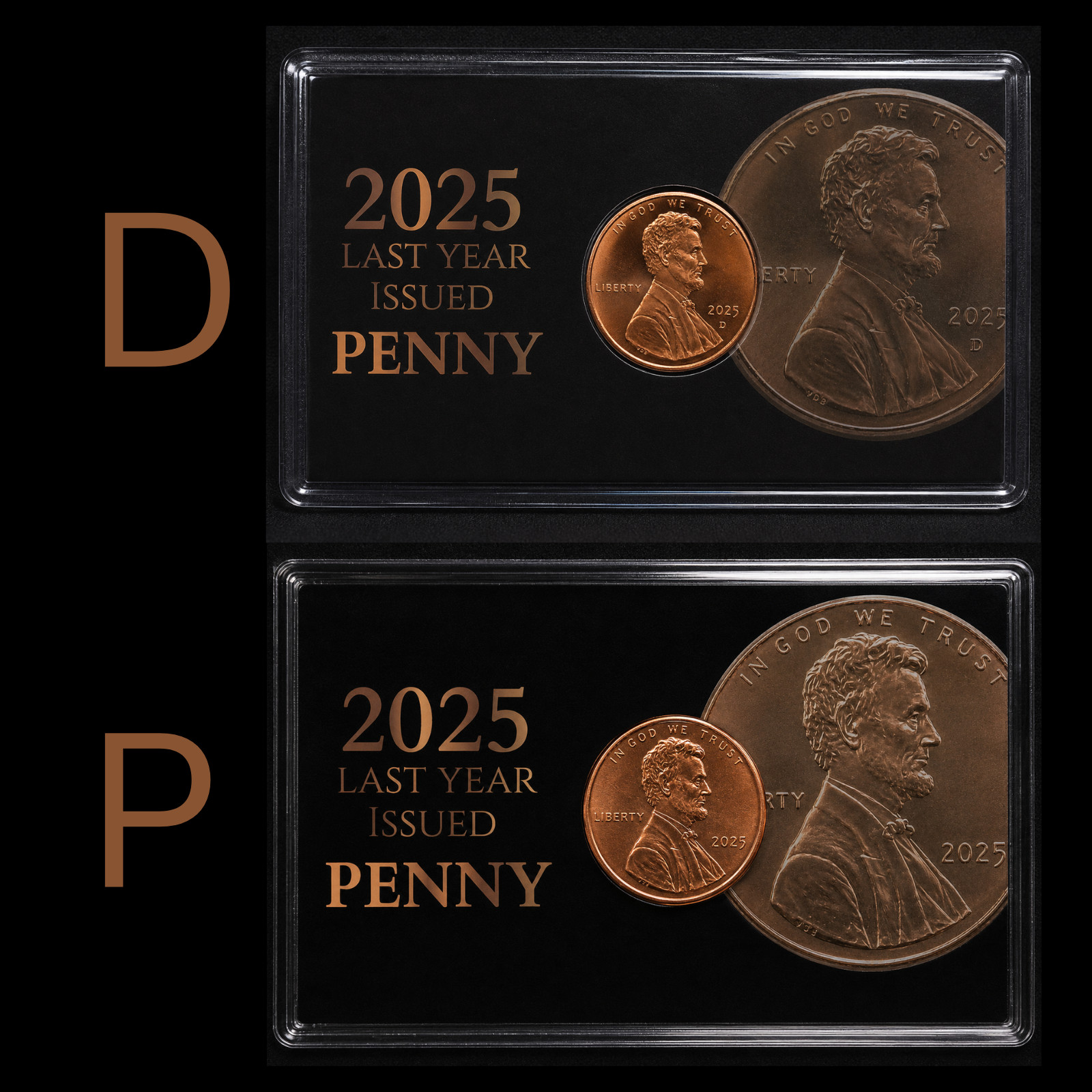 2025 P&D Lincoln Cent Penny BU Last Minted Premium Laminated Cards Free Ship