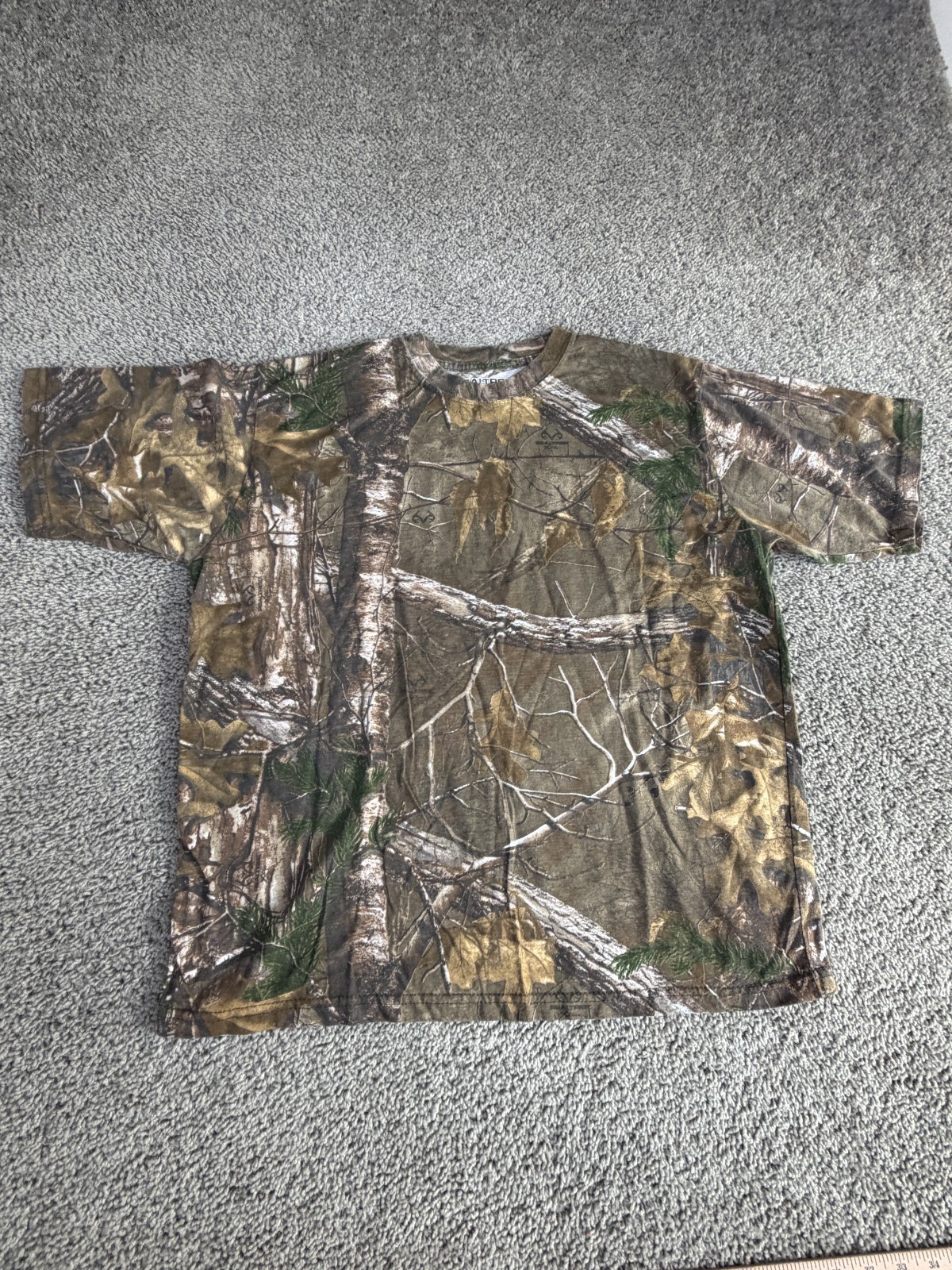 Realtree Camo Shirt Mens Extra Large Brown Xtra Hardwood Fall Short Sleeve