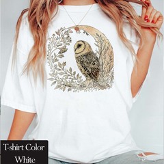 Celestial Cottagecore Barn Owl Moon Bird Wildlife Comfort Tee
