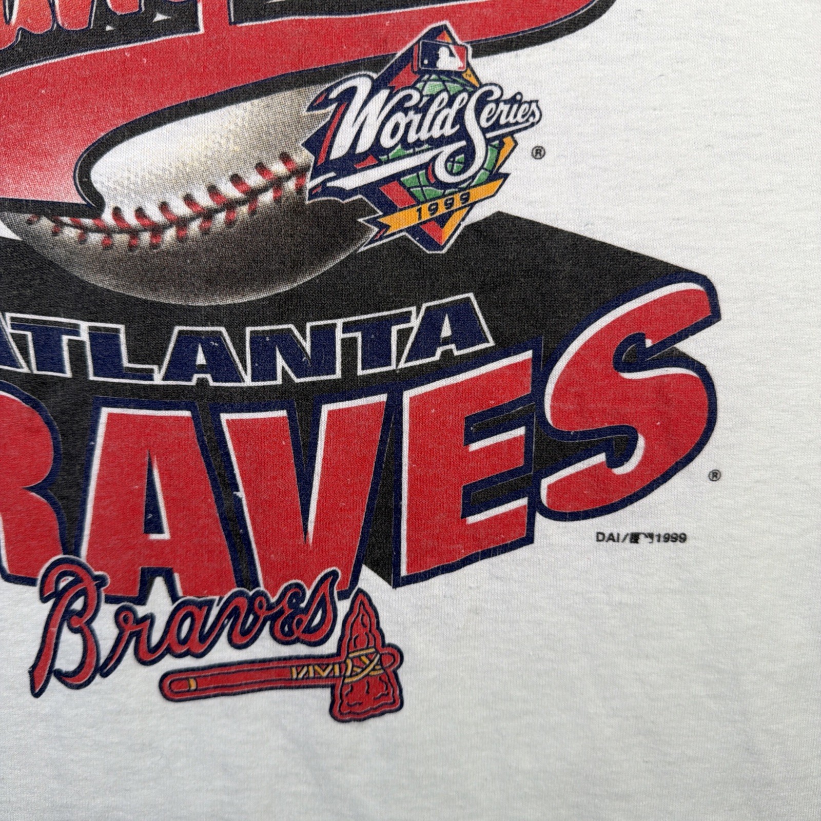 Vintage Atlanta Braves Shirt Mens Large White 90s USA Baseball World Series 1999 gallery