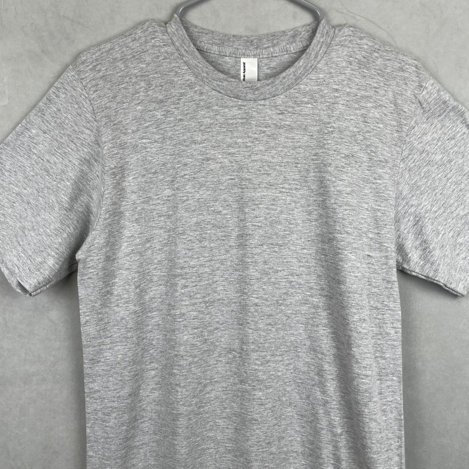 American Apparel Mens S Heather Grey Crew Neck Short Sleeve T-Shirt Cotton Norm gallery