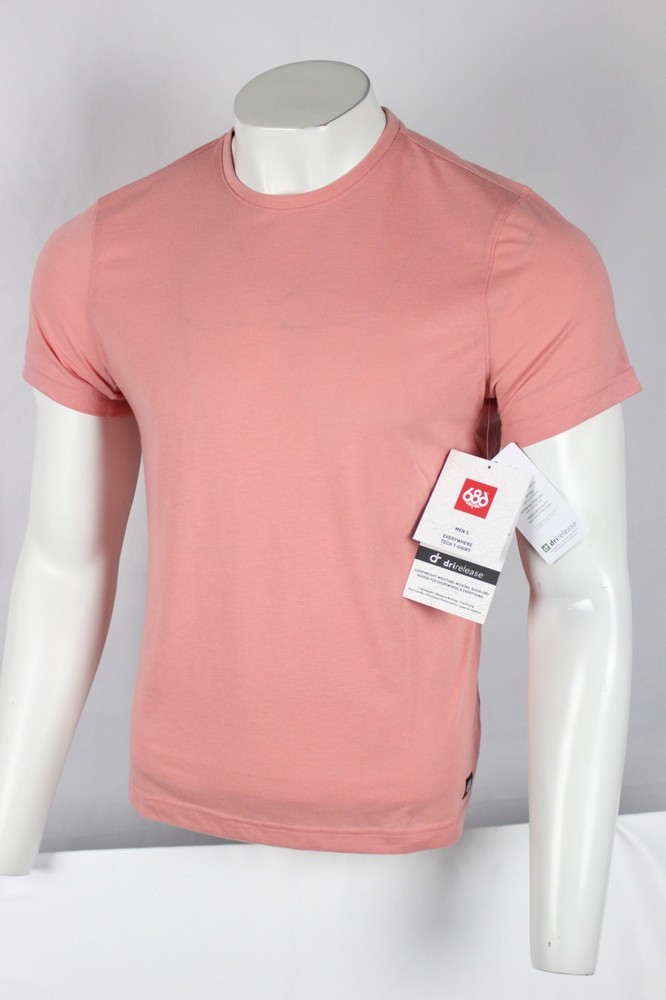 686 Men’s Everywhere Tech T Shirt Short Sleeve S Small Rosette Pink