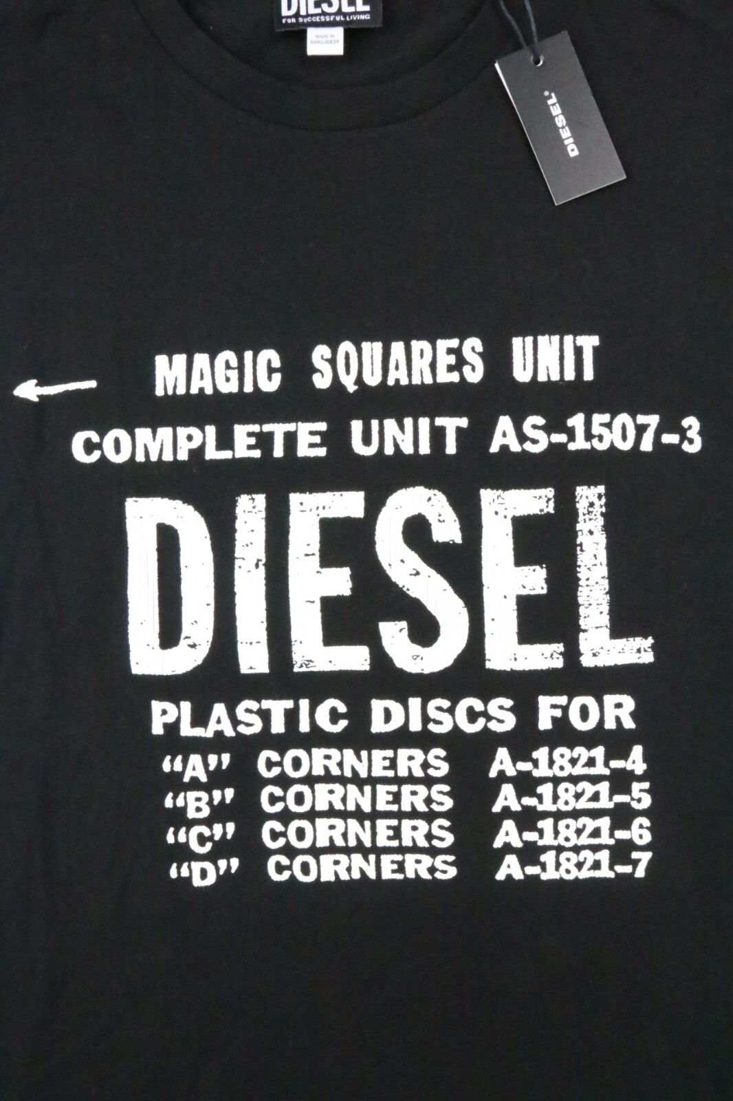 Diesel For Successful Living Tee Black White T-Shirt Sz XL Crew Neck Magic Unit gallery