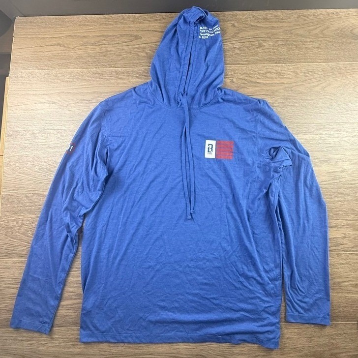 Baseball Lifestyle 101 Men’s Long Sleeve Hooded T-Shirt Blue Red White XL Casual
