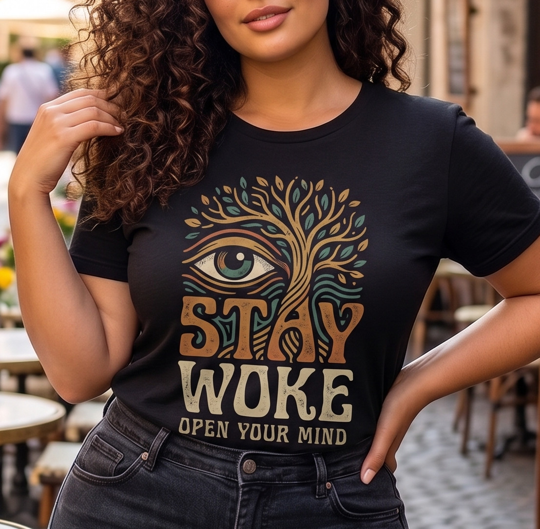 Poly-Cotton Blend Custon T-Shirt Stay Woke XS/S/M/L/XL