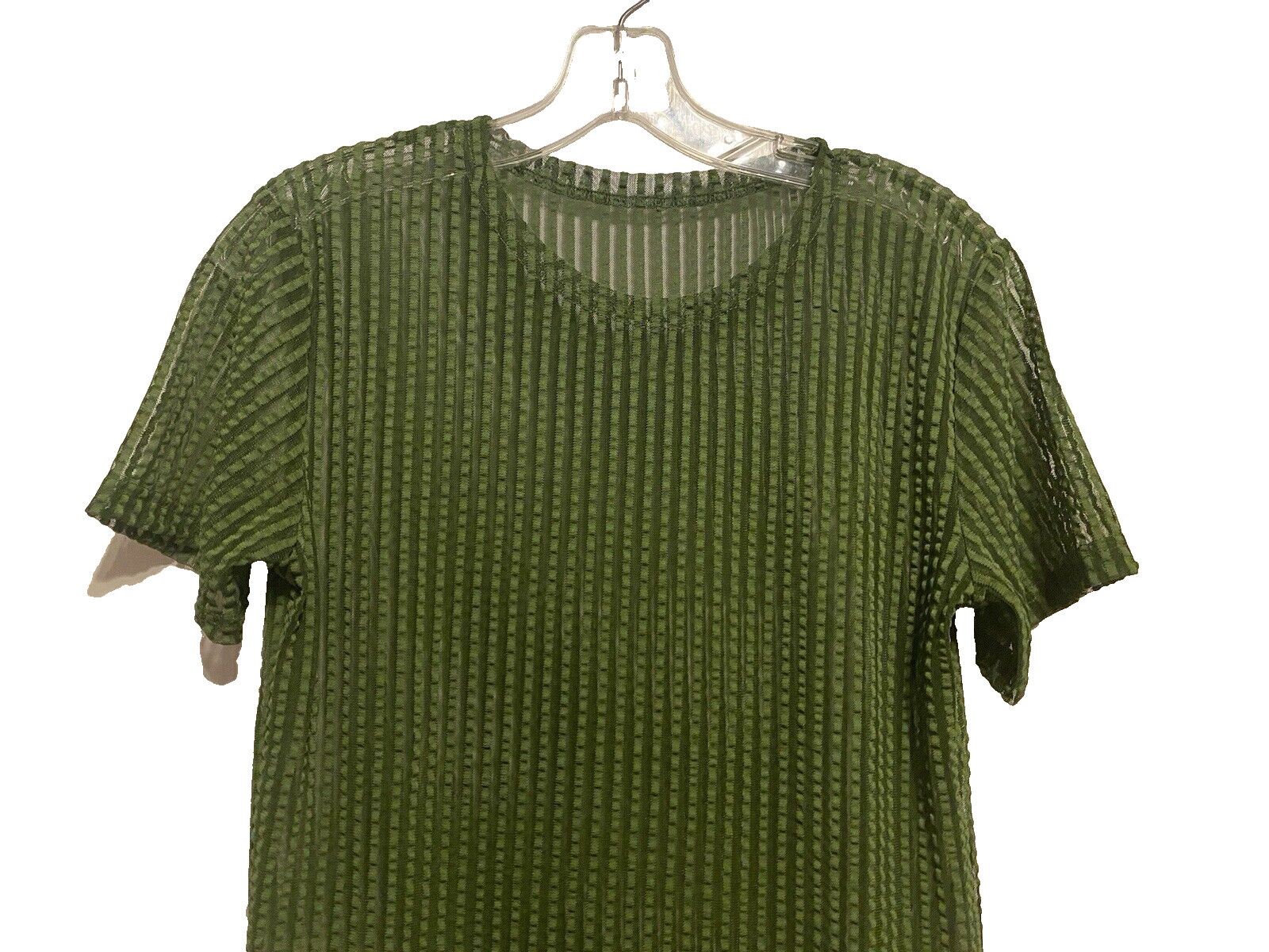JOGAL Men's Striped Sheer Fitted Short Sleeve Muscle Shirt Top Green Small NWOT gallery