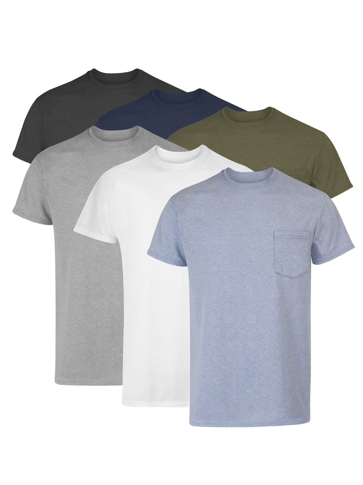 Hanes Men’s Value Pack Assorted Pocket T-Shirt Undershirts, 6 Pack