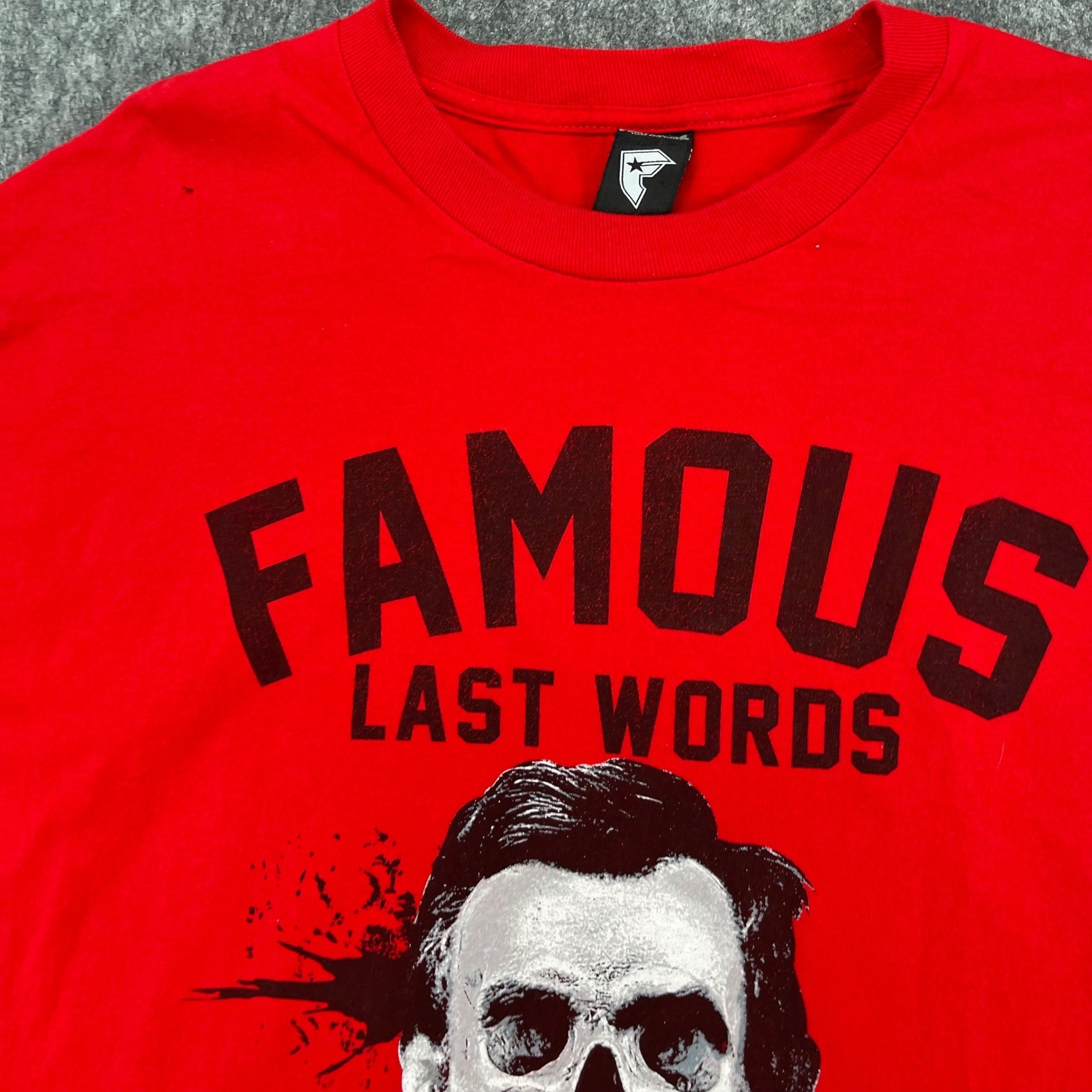 Famous Stars and Straps Shirt Mens 2XL Abraham Lincoln Skull Graphic Red gallery